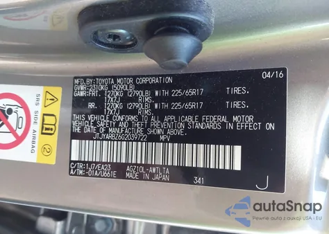 2016 Lexus Nx 200T F Sport z USA, uszkodzony, nr VIN JTJYARBZ6G2039722